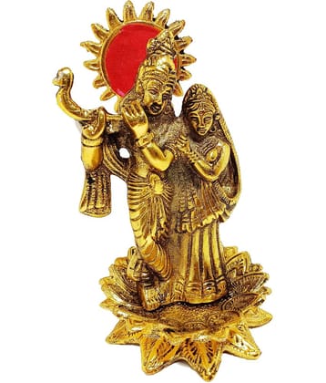 KridayKraft Aluminium Radha Krishna Idol ( 9 cm )