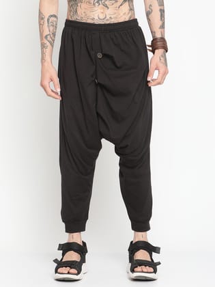 Punk Black Drop Crotch Harem-S / Black