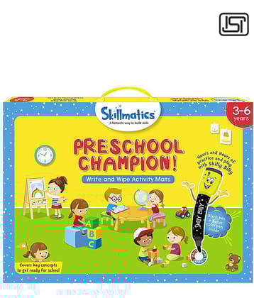 Skillmatics Preschool Champion! | Reusable Activity Mats | Educational Game with 2 Markers | Gifts for Kids Ages 3-6