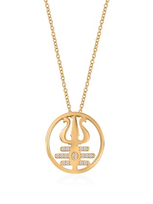 Golden Trishul Pendant With Chain For Him