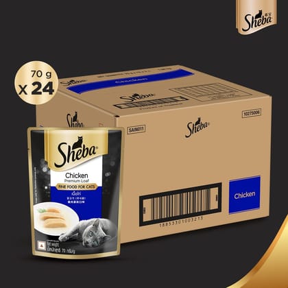 Sheba Fine Premium Chicken Premium Loaf Adult (1 + Years) Wet Cat Food (70gx28) Sheba Fine Premium Chicken Premium Loaf Adult (1 + Years) Wet Cat Food (70gx28)