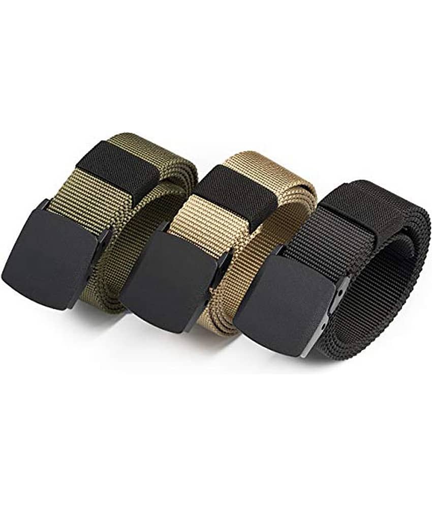 Edifier - Multicolor Nylon Men's Casual Belt ( Pack of 3 )