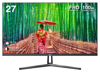 FINGERS Satin-2722 LED Monitor (27 Screen Size, 1920 x 1080 IPS FHD Resolution, Low Power Consumption, Anti-Glare Screen Display, HD Interface + VGA)-Black