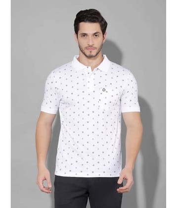 Dollar Cotton Blend Regular Fit Printed Half Sleeves Men's Polo T Shirt - White ( Pack of 1 )
