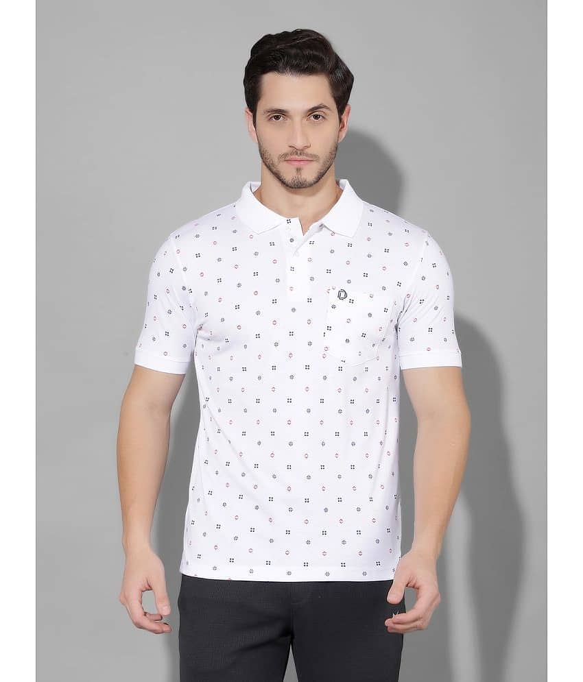 Dollar Cotton Blend Regular Fit Printed Half Sleeves Men's Polo T Shirt - White ( Pack of 1 )