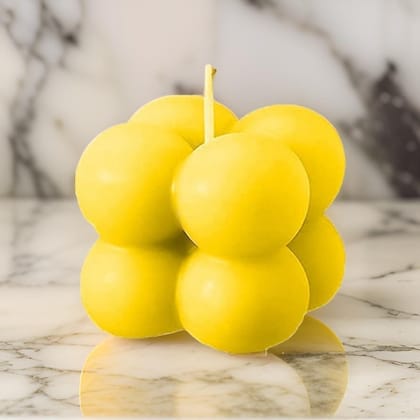 SS Enterprise Organic Soy Wax Bubble Candle for Home Decor, Scented Aromatic Fragrance Candle, Smoke-Free Pillar Candle, 1 pc, Yellow