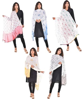 D1 DIFFERENT ONE Multicolor Cotton Women's Dupatta - ( Pack of 5 )