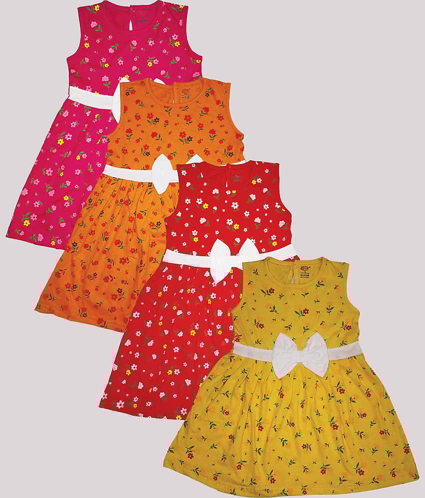INFANT Cotton Frock For Girls ( Pack of 4 , Multicolor )