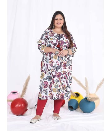 Label Flavia Women Cotton Printed Straight Kurti ( White )