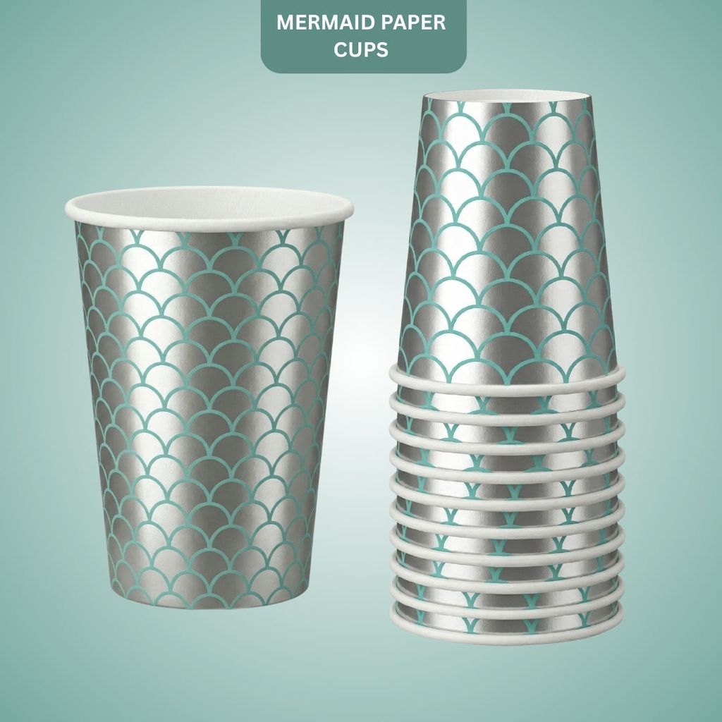 Mermaid Paper Cups - 10PC - Party and Festive Needs | Buy online on ZillyBuy