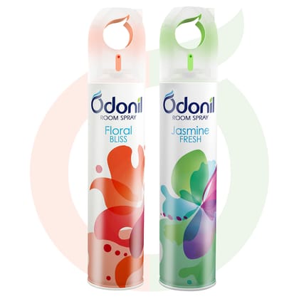 Odonil Room Air Freshener Spray - 440ml Combo (Pack of 2, 220ml each) | Floral Bliss & Jasmine Fresh | Nature Inspired Fragrance for Bathroom, Living room & Office | Long Lasting Fragrance Odonil Room Air Freshener Spray - 440ml Combo (Pack of 2, 220ml each) | Floral Bliss & Jasmine Fresh | Nature Inspired Fragrance for Bathroom, Living room & Office | Long Lasting Fragrance