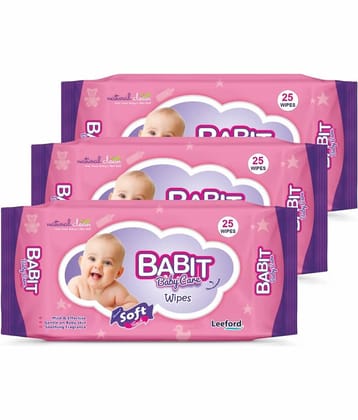 Babit Baby Care Wet Wipes with Aloe Vera Extract & Gentle on Baby Skin Count 25 ( Pack of 3 )