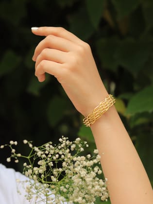 WeaveWhirl Adjustable Brass Bracelet (Anti Tarnish)