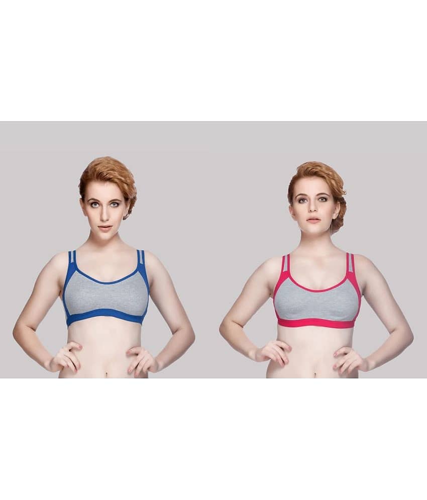 Kiran Enterprises Pack of 2 Cotton Non Padded Women's Everyday Bra ( Multicolor ) milach sport bra