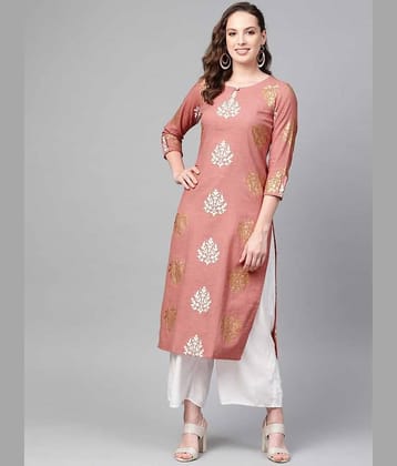 Vaamsi Cotton Printed Straight Women's Kurti - Pink ( Pack of 1 )