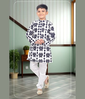 s muktar garments Baby Boys Cotton Blend Navy Blue Kurta Pyjama Set ( Pack of 1 )