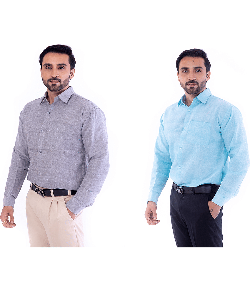 DESHBANDHU DBK 100% Cotton Regular Fit Solids Full Sleeves Men's Casual Shirt - Multi ( Pack of 2 )