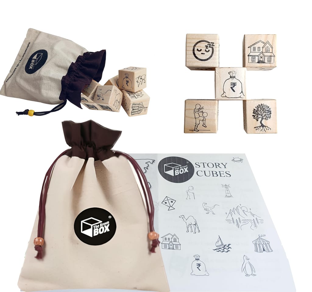 The brown box� Story Cubes, Wooden, Educational, Sensory, Learning Toys, Brain Game for Kids, Travel, Bedtime Stories, Unique Birthday/Return Toddlers Gift, Eco Friendly Toys - Toys and Games | Buy online on ZillyBuy