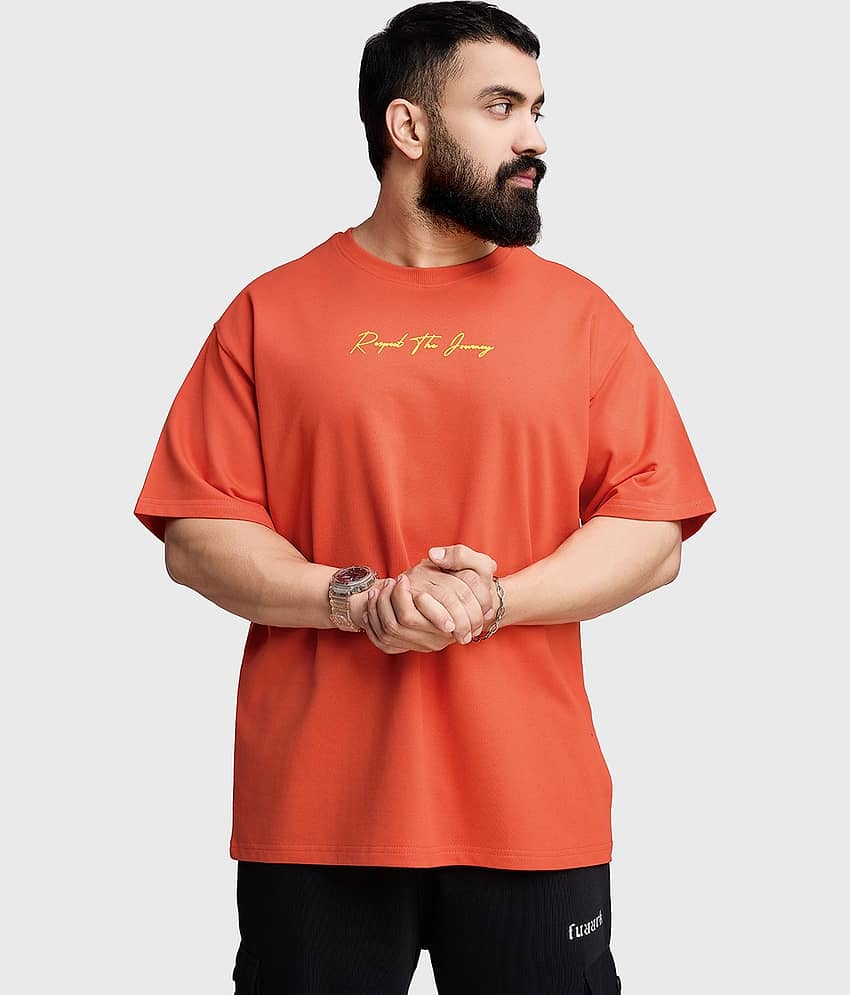 Fuaark Orange Cotton Oversized Fit Men's Sports T-Shirt ( Pack of 1 )