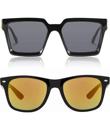 Kanny Devis - Black Rectangular Sunglasses ( Pack of 2 )