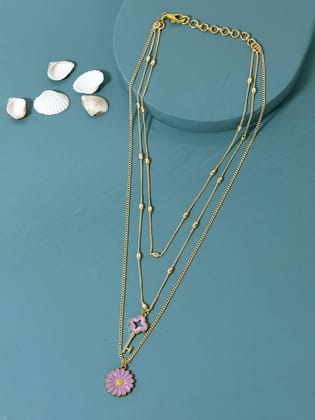 Gold-Plated  Pink Brass Layered Chain