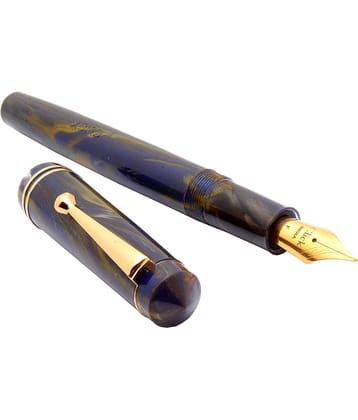 Srpc Ledos Click Aristocrat Violet Marble Fountain Pen With 3in1 Ink Filling Mechanism, Golden Trims & Fine Nib