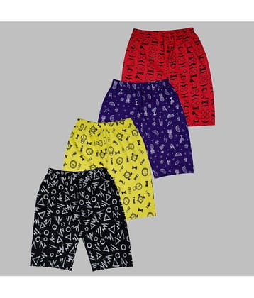 Casual Printed Pure Cotton Blend Short For Boys (Multicolor, Pack of 4)