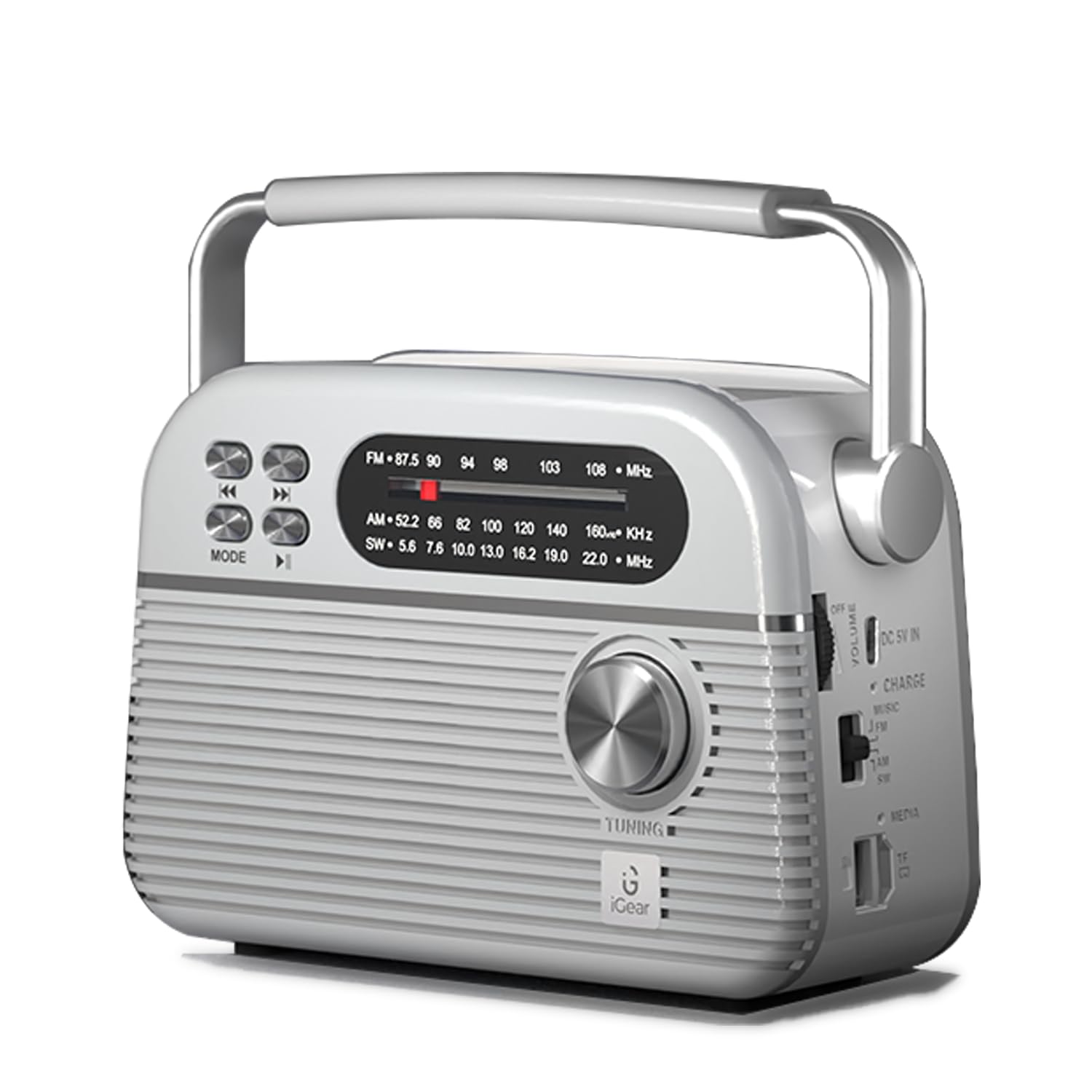 iGear Trinity iG-1112 Solar-Powered MP3 Player & 3-Band Radio- Silver