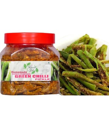 Natural Diet Homemade Marwari Rajasthani Green Chilli Pickle( Real Taste of Rajasthani Pickle) | Mouth-Watering Pickle 500 g