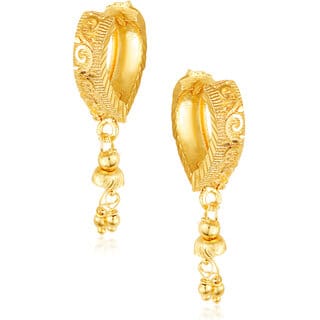 Filigree work Gold Plated alloy Hoop Earring Clip on fancy drop Bali Earring for Women and Girls
