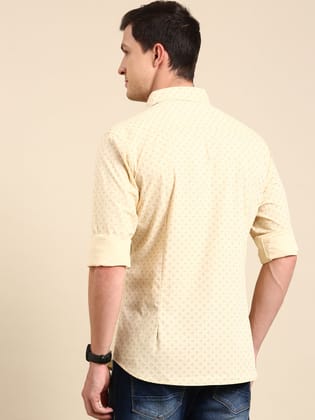 Beige Printed Full Sleeves Shirt-40