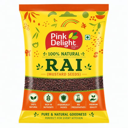 Pink Delight Rai (Mustard Seeds) 200g | Premium Small Mustard Seeds | Natural Kali Sarso for Tadka, Pickle & Tempering | Rich Aroma, Hygienically Packed