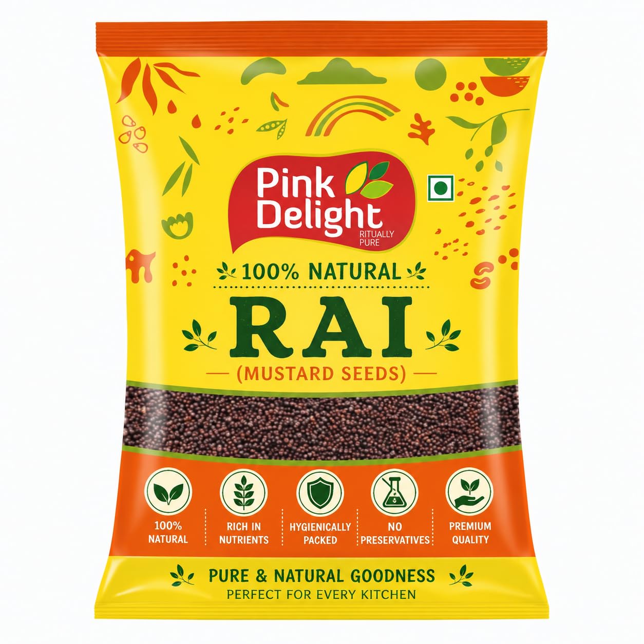 Pink Delight Rai (Mustard Seeds) 200g | Premium Small Mustard Seeds | Natural Kali Sarso for Tadka, Pickle & Tempering | Rich Aroma, Hygienically Packed
