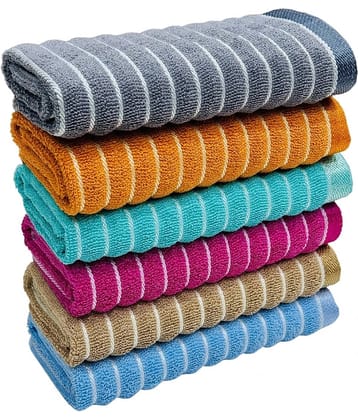MILAP Pack of 6 Cotton 351-400 -GSM Hand Towel ( Multicolor )