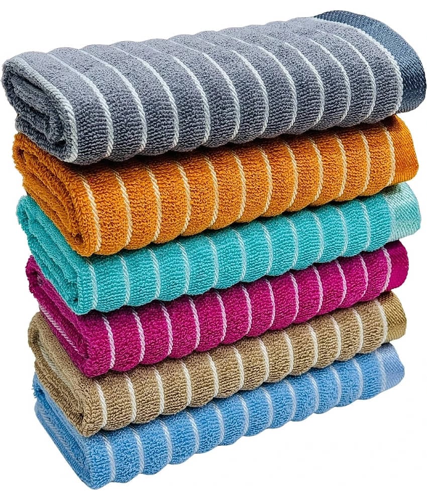 MILAP Pack of 6 Cotton 351-400 -GSM Hand Towel ( Multicolor )
