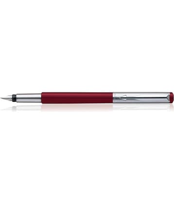 Parker Vector Mettalix Fountain Pen (Red) With Quink Ink Bottle, Pack Of 3