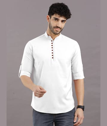 VTEXX White Cotton Blend Men's Shirt Style Kurta ( Pack of 1 )