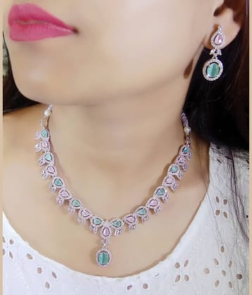 Ladymania Silver Alloy Necklace Set ( Pack of 1 )