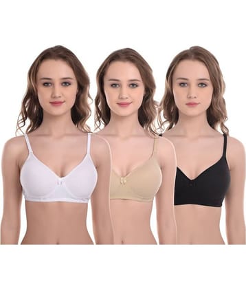 Softskin Pack of 3 Poly Cotton Women's T-Shirt Bra ( Multi Color )