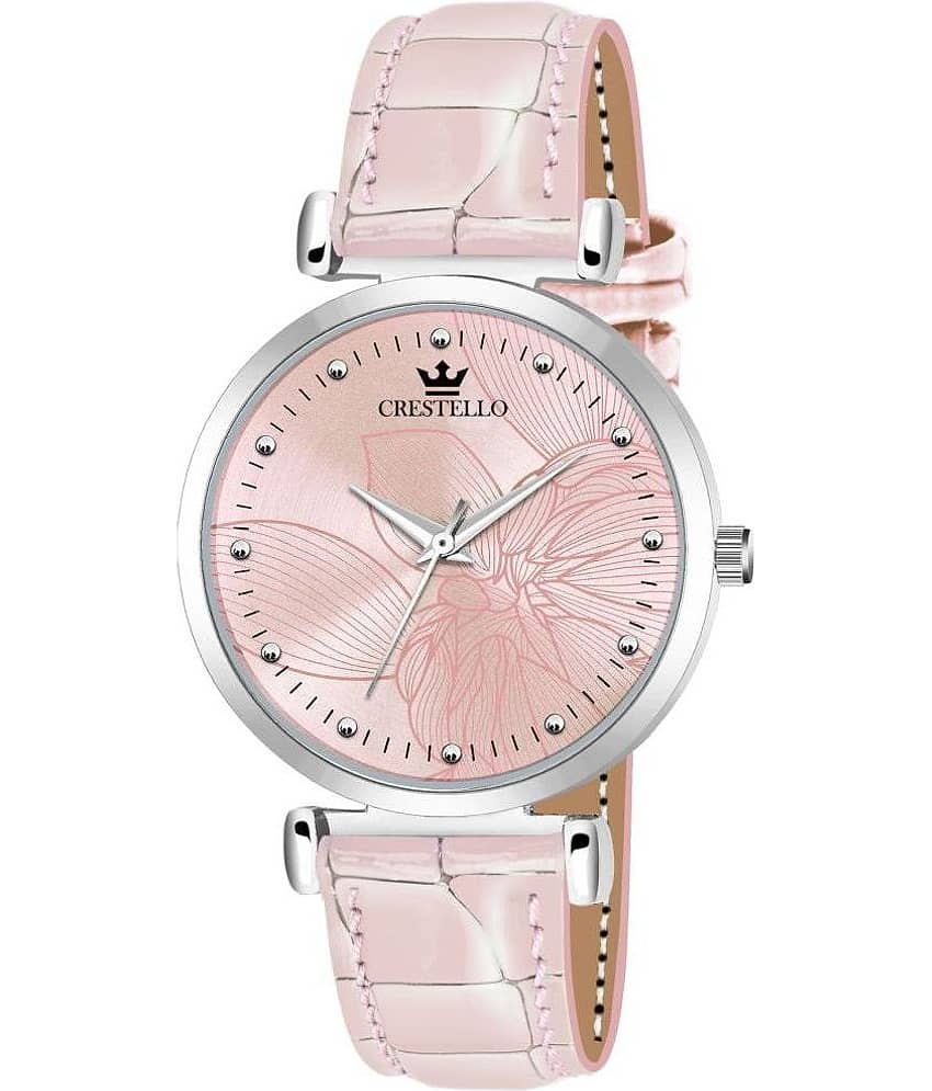 Crestello - Pink Leather Analog Womens Watch