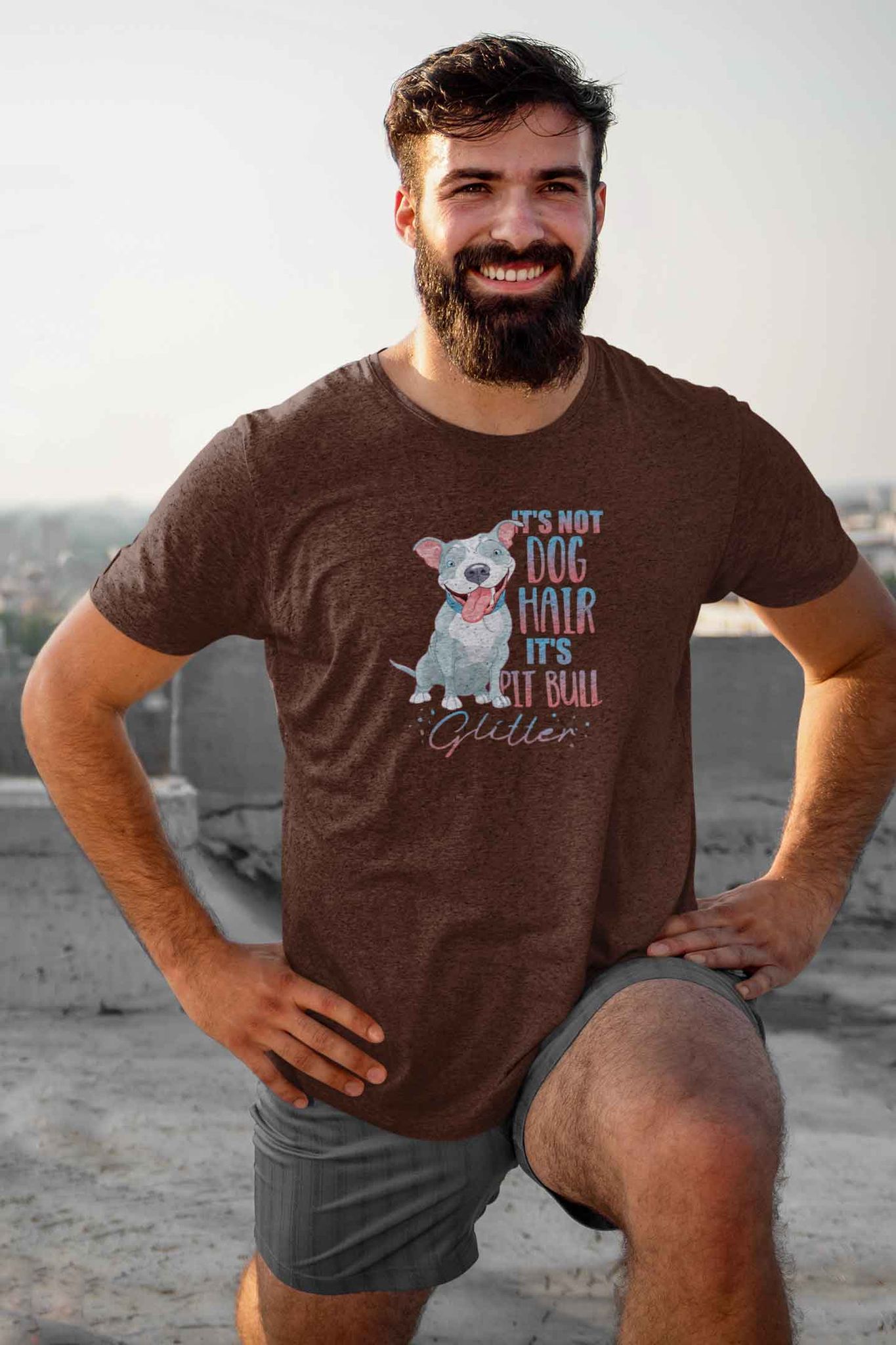 Round Neck T-Shirt (Men) - Pitbull Glitter (9 Colours)