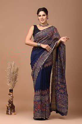 JAIPUR HANDBLOCK PRINT Exclusive collection of handblock printed pure chanderi silk sarees with blouse piece.