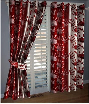 Panipat Textile Hub Semi-Transparent Eyelet Door Curtain 7 ft Pack of 2 -Multi Color