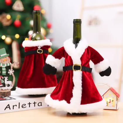 Velvet Dress Christmas Wine Bottle Cover