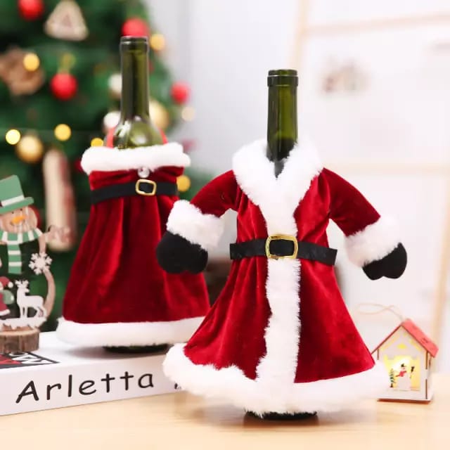 Velvet Dress Christmas Wine Bottle Cover