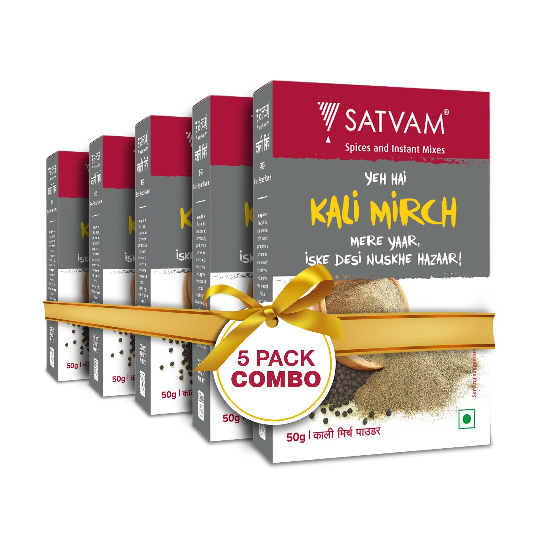 Satvam Black Pepper Powder (Pack of 5)|(5*50g)