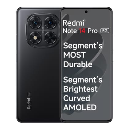 Redmi Note 14 Pro 5G (Titan Black, 8GB RAM, 128GB Storage) | 50 MP Sony Camera Setup | Corning Gorilla Glass Victus 2 | 1.5K 3D Curved AMOLED | Mediatek Dimensity 7300- Ultra Redmi Note 14 Pro 5G (Titan Black, 8GB RAM, 128GB Storage) | 50 MP Sony Camera 