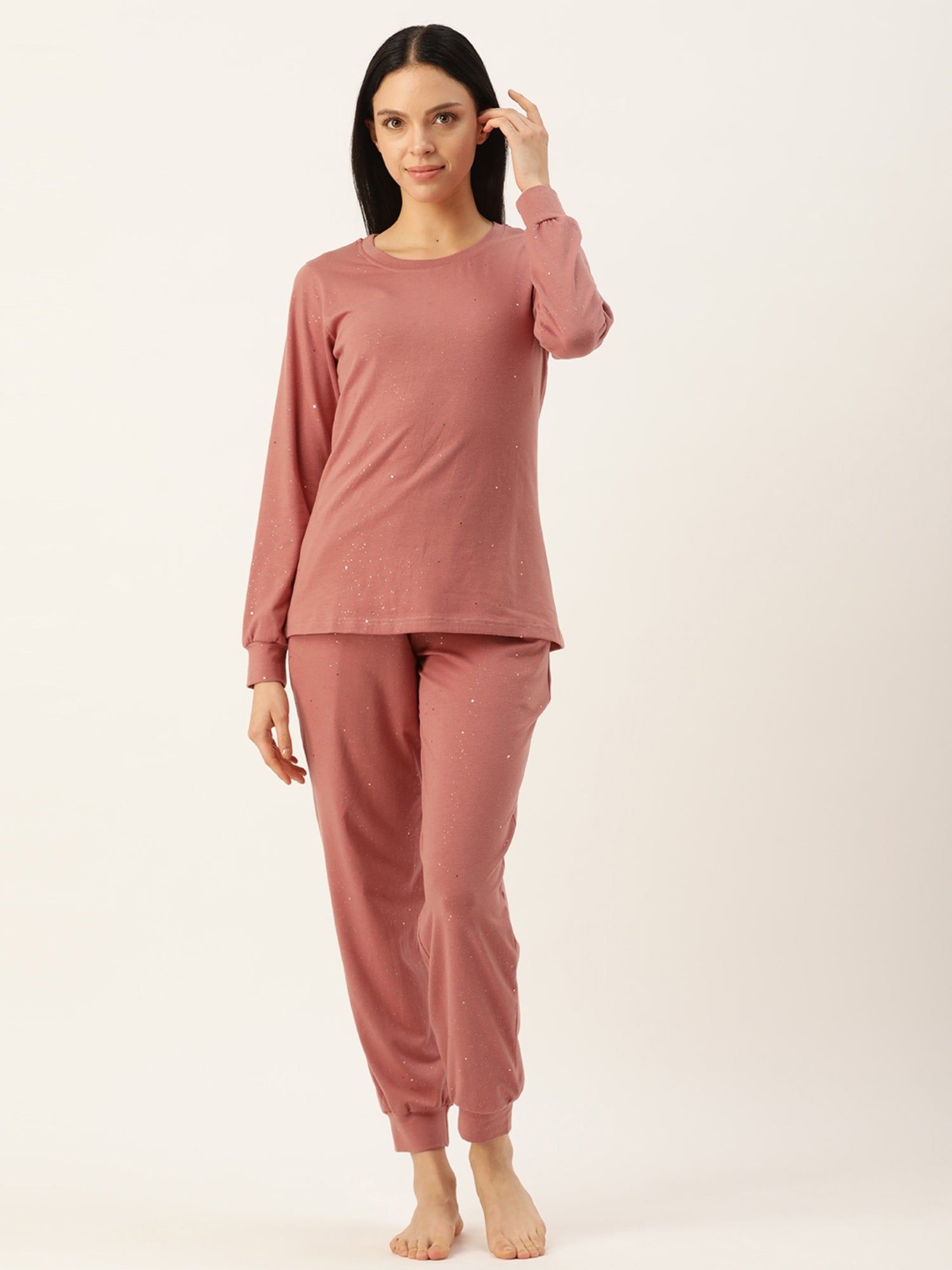 Self Design Brown Co-ord Set-XL