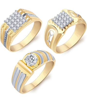 Sukkhi Astonish Gold Plated Cz Set Of 3 Gents Ring Combo For Women