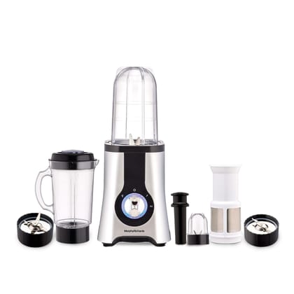 Morphy Richards 4-in-1 BlendMaster Table Blender 400W | Multifunctional: Grind, Crush, Chop & Extract |SS Blades | 4 Jars | 24,000 RPM High-Speed | 2-Speed + Pulse Mode | 2-Yr Warranty【Silver & Black】 Morphy Richards 4-in-1 BlendMaster Table Blender 400W